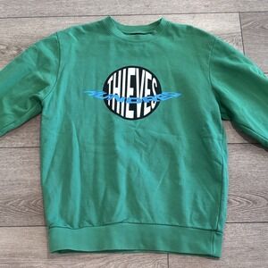100 Thieves 100CC Crew Neck Sweater Green Mens Medium Made In USA